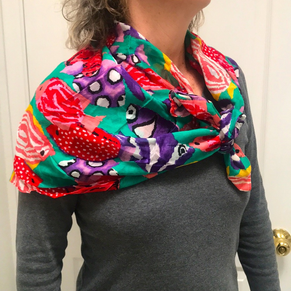 Fun Vintage Fish Pattern Scarf